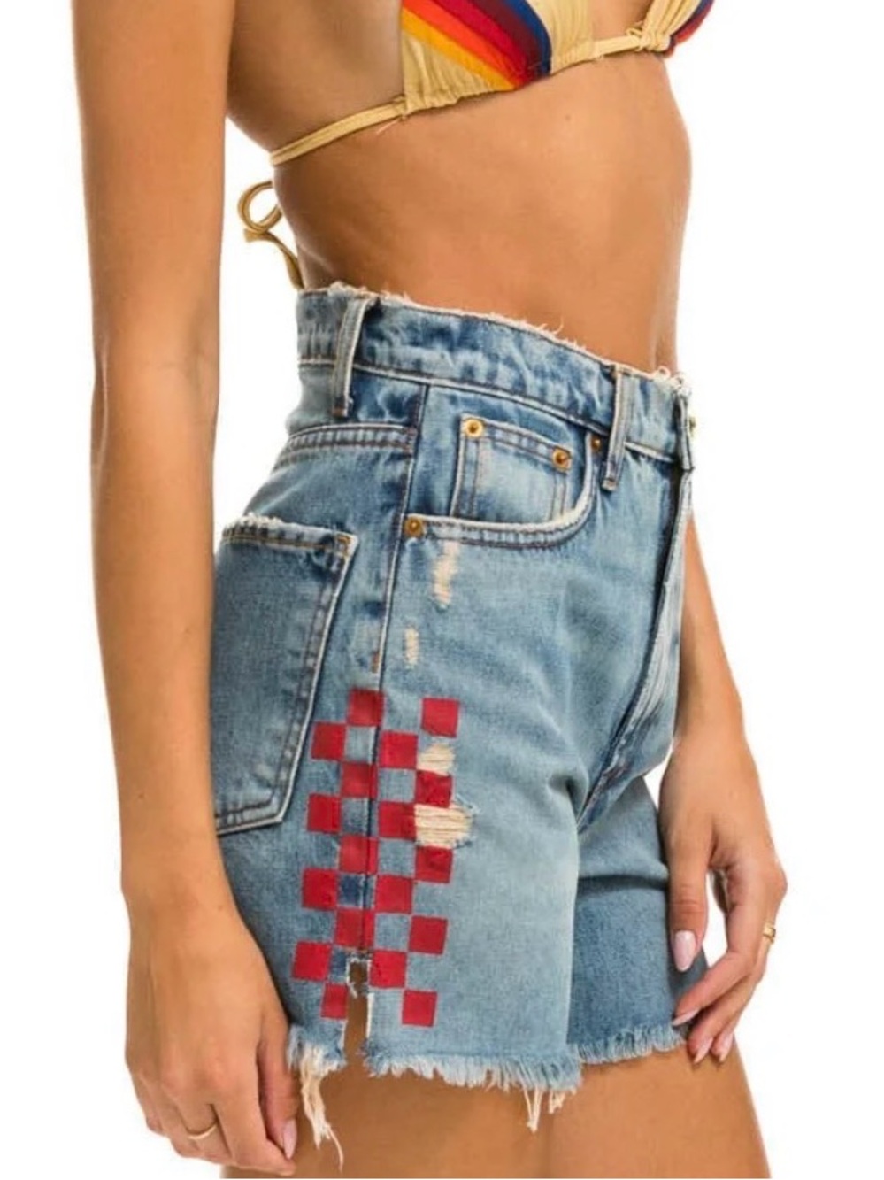 Aviator Nation Checkerboard Denim Shorts – Size 28
